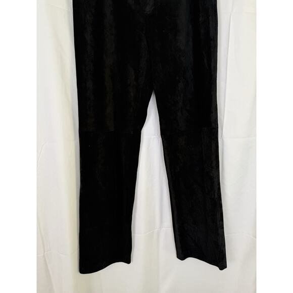 Nine West 100% Suede Leather Pants Size 10 Vintage Black High Waist Straight - Picture 2 of 9